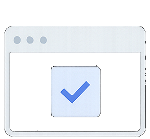 Illustration of a browser window with a checkmark icon, representing drag-and-drop authentication blocks in Gutenberg.