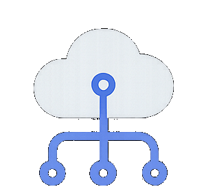 Cloud icon with keyhole and three connected nodes, representing secure API integration via JWT/IAM.