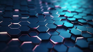 Abstract hexagonal technology background representing on-device AI tools in WordPress