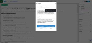 AI-Kit Proofread modal in WordPress editor showing spelling and grammar corrections with inline explanations