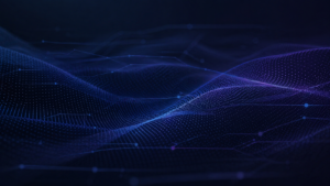 Abstract dark technical background with layered digital waves and subtle network lines for a WordPress and AWS product page