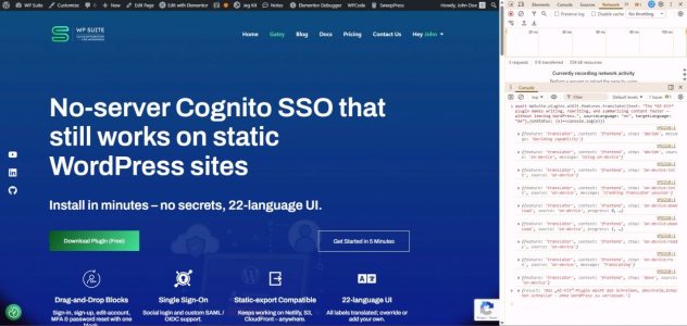 AI-Kit Features JavaScript API showing frontend events and on-device processing in the browser console