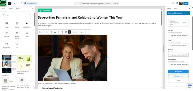 AI-Kit metadata generator for Gutenberg image blocks creating alt text and image descriptions