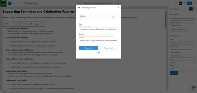 AI-Kit editor tools toolbar inside WordPress showing language and AI utilities for content editing